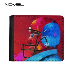 Popular Men Bi-Fold Sublimation Printing PU Leather Wallet With Extra Card Slot