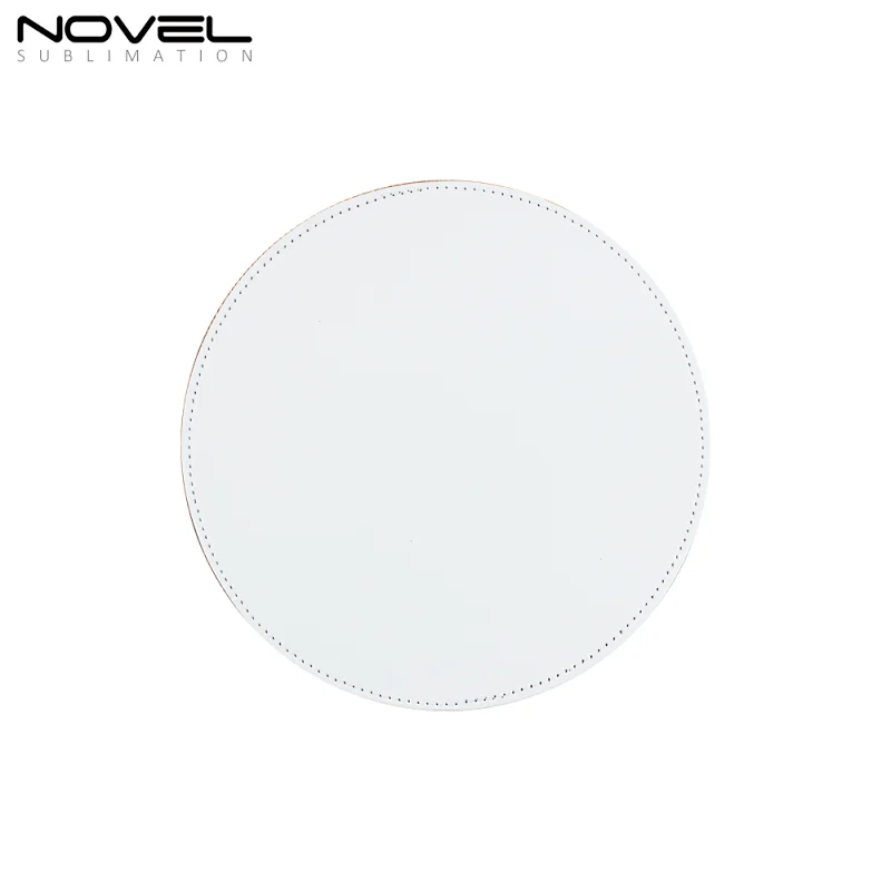 Good Quality Sublimation Blank Printable  PU Leather Mouse Pad Round Shaped 20cm