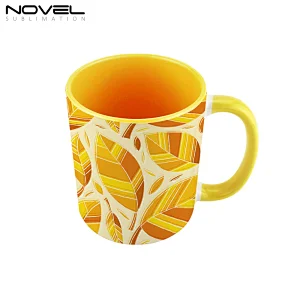 with MIX Colors Inside/Handle 11 oz White Ceramic Sublimation Coffee Mug