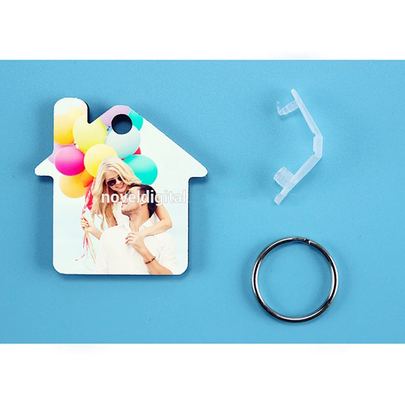 Custom mdf keychain lucky penny house shaped keyring