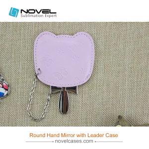 Sublimation Blank Hand Mirror With Leather Case Round Shaped