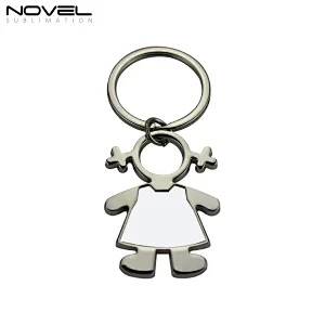 Custom Valentine's gift metal couple keychain Sublimation girl shape metal keyring