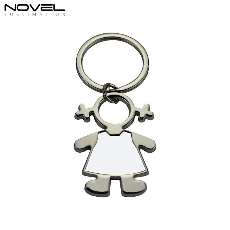 Custom Valentine's gift metal couple keychain Sublimation girl shape metal keyring