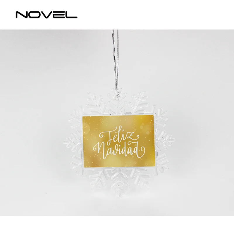 Popular Sublimation Blank Christmas Ornament Plastic Hanging Snowflake Double-sided Printable