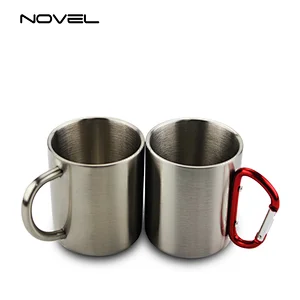 300ml Custom Sublimation Silver Stainless Steel Mug With Red Handle