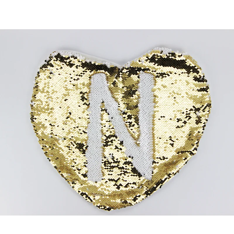 Fashion Bling Heart Shape Sublimation Blank Magic Sequin Pillow Cover