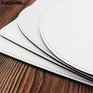 Good Quality Sublimation Blank Printable  PU Leather Mouse Pad Round Shaped 20cm