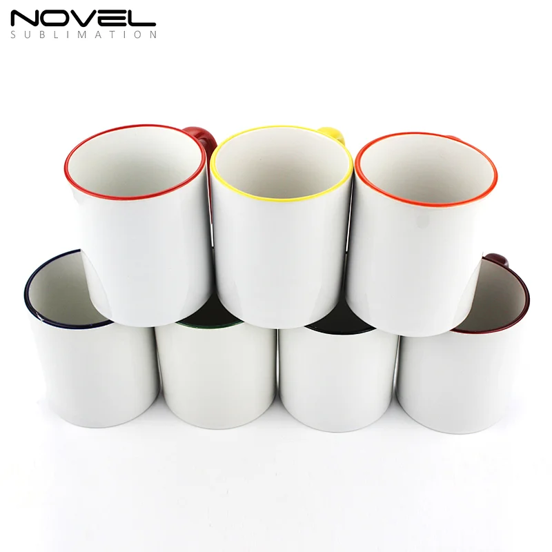 11oz Sublimation Ceramic Colored Rim & Handle Coffee Mug