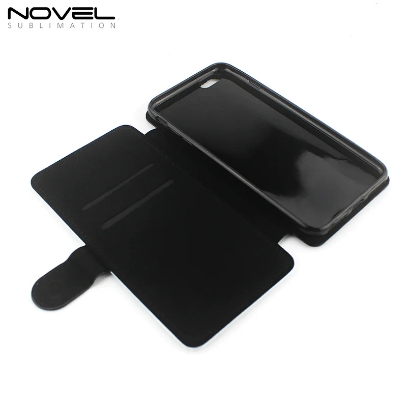 New style sublimation flip leather phone case for IP 6/6S plus, with TPU Case Inside