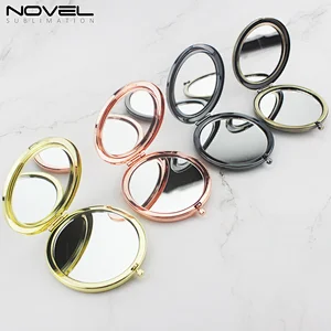 2021 Amazon Mini High Quality Cosmetic Small Pocket Hand Mirror Exquisite Round Shape Metal Sublimation Make-up Mirror