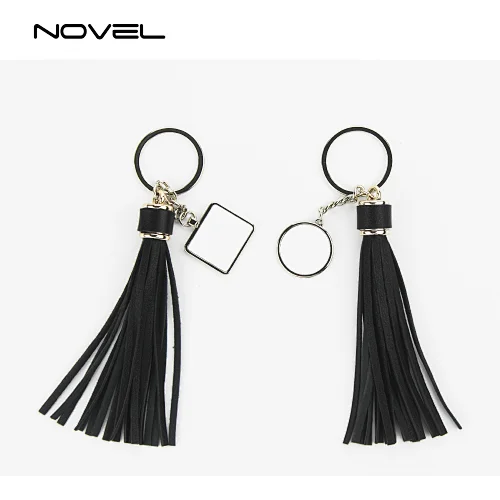 Custom Photo Printed Tassel Keychains Pendants in Round Square Rectangle Promotional Gifts Bag Charms Accessories PU Leather
