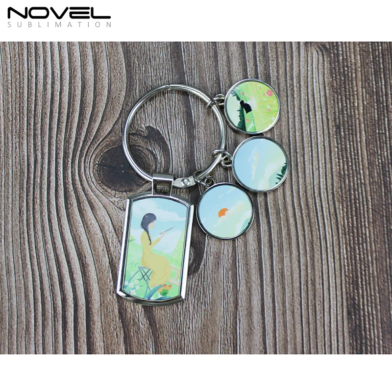 Custom Charms Set Keychain Family Photo Keychain Tag Metal KeyringSublimation Blank Metal Key chain DIY Photo