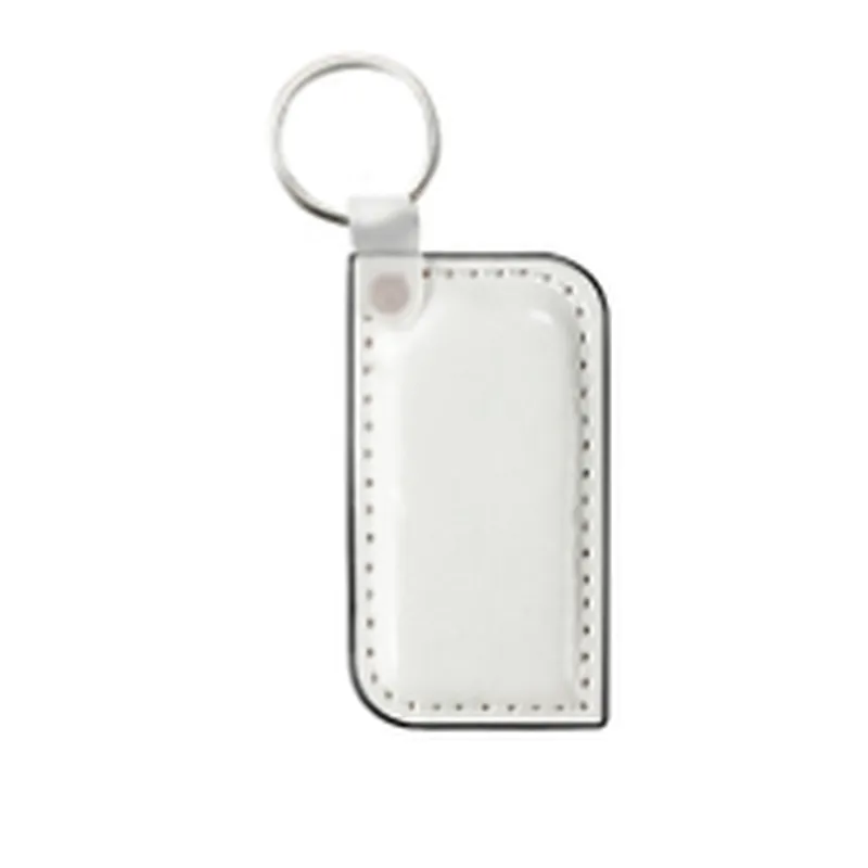 Blank DIY Promotional Keychains Double-sided Printable Custom Sublimation PU Leather Keyrings