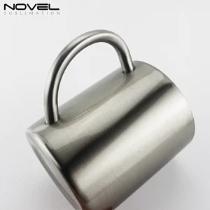300ml Silver Color Sublimation Stainless Steel C handle Mug