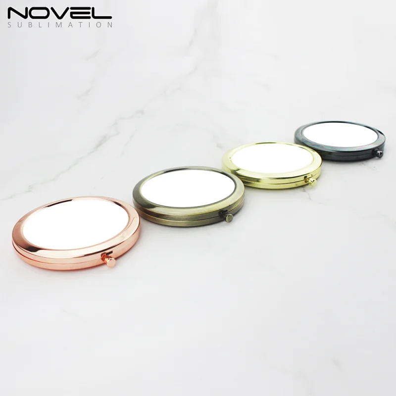 2021 Amazon Mini High Quality Cosmetic Small Pocket Hand Mirror Exquisite Round Shape Metal Sublimation Make-up Mirror