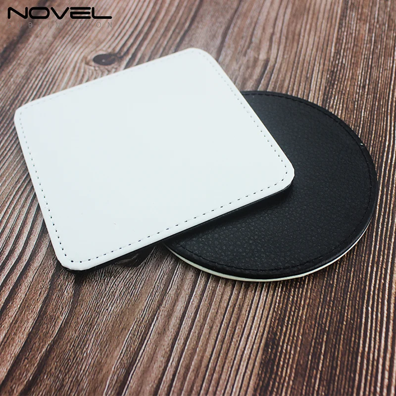 Customized Blank Heat Transfer PU Leather Coaster for Round Shape