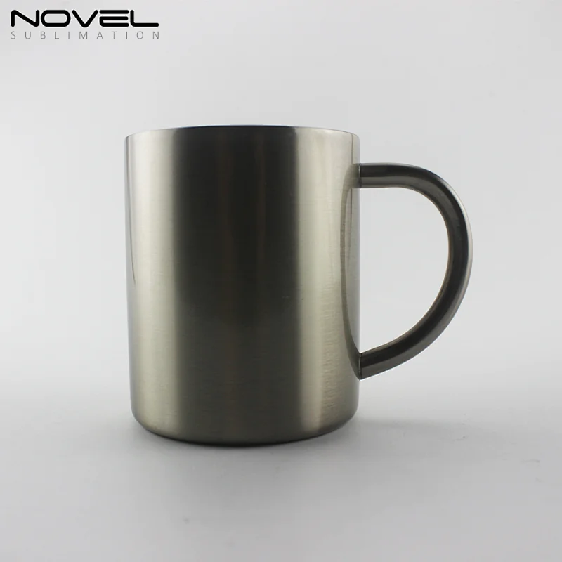 300ml Silver Color Sublimation Stainless Steel C handle Mug