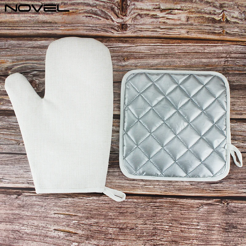 Popular Cotton Linen Sublimation Blank Heat Protection Gloves