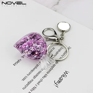 Popular wish bottle style quicksand keychain with blank round pendant