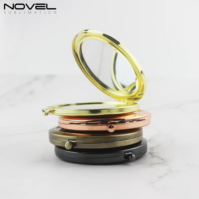 2021 Amazon Mini High Quality Cosmetic Small Pocket Hand Mirror Exquisite Round Shape Metal Sublimation Make-up Mirror