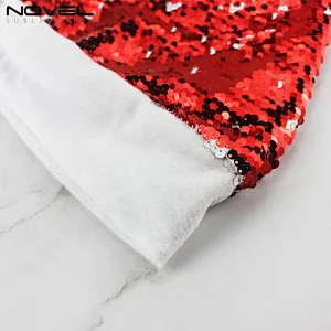DIY Blank Sublimation Red Sequin With Short Plush Christmas Cap