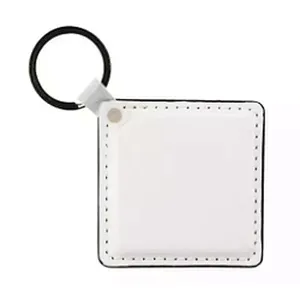Blank DIY Promotional Keychains Double-sided Printable Custom Sublimation PU Leather Keyrings