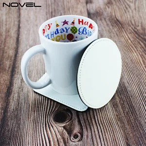Customized Blank Heat Transfer PU Leather Coaster for Round Shape