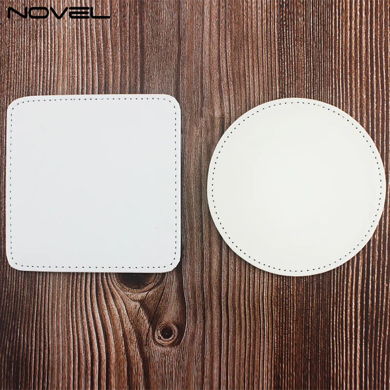 Customized Blank Heat Transfer PU Leather Coaster for Round Shape