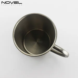 300ml Silver Color Sublimation Stainless Steel C handle Mug