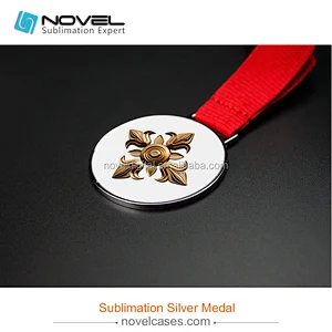 Sublimation blank printing round shape Medal,silver medal badge