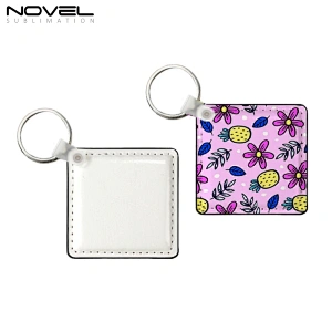 Blank DIY Promotional Keychains Double-sided Printable Custom Sublimation PU Leather Keyrings