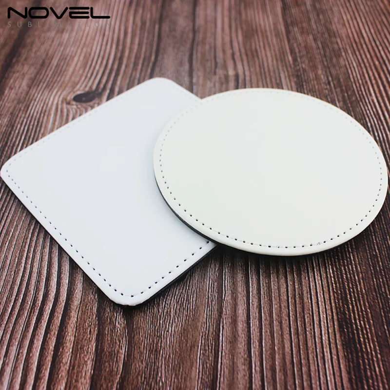 Customized Blank Heat Transfer PU Leather Coaster for Round Shape