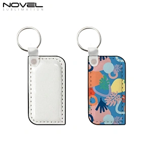 Blank DIY Promotional Keychains Double-sided Printable Custom Sublimation PU Leather Keyrings