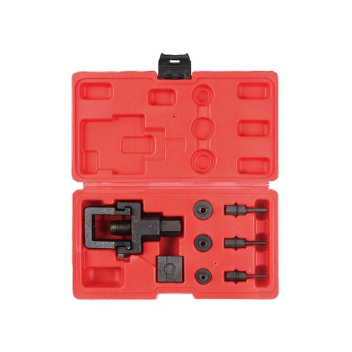 Heavy duty motorcycle chain splitter and riveting tool set