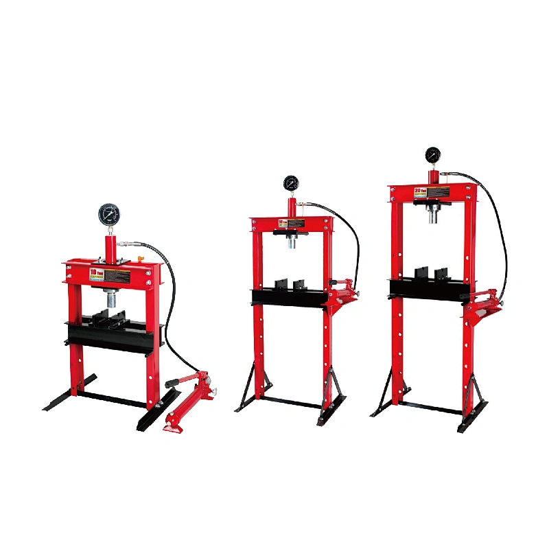 Shop press with manual pump and gauge
