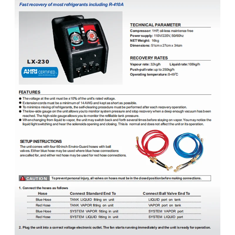 4 PORT REFRIGERANT RECOVERY MACHINE