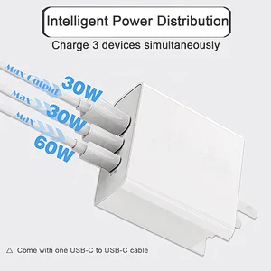 Wall Charger 65W GaN AC/DC Power Adapter Pd Function Type C Port Travel Charging Mobile Phone Laptop USB Quick Fast Charger