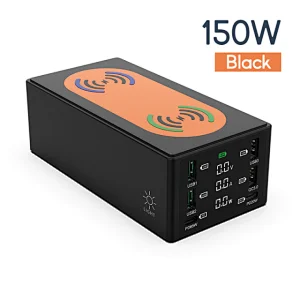 150W USB Charging Station Dual Wireless Charger Type C QC3.0 PD 65W Fast Charger USB Phone Charger For iPhone 13 X Xiaomi Laptop
