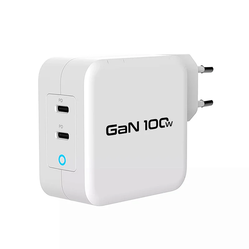 GaN 100W PD Travel laptop Adapter 2 Type C Fast Charger