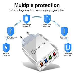 4 USB Fast Charger Quick Charge 3.0 Charger Mobile Phone Chargers Adapter