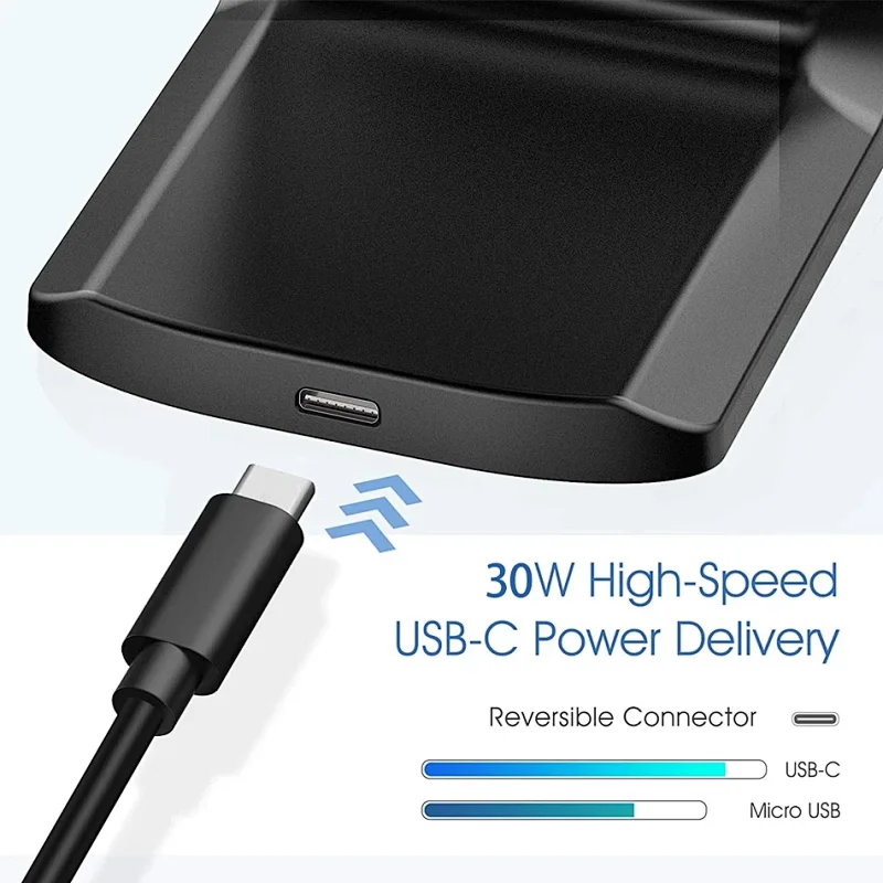 30W Wireless Charger Stand For iPhone Samsung Qi Fast Charging Dock Station Phone Holder