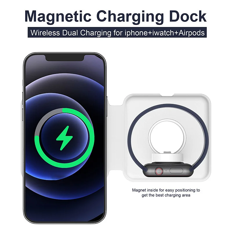 Portable Wireless Charger for iWatch Series 6/5/4/3/2/1 or Charging Cable 2in1 Magsafe