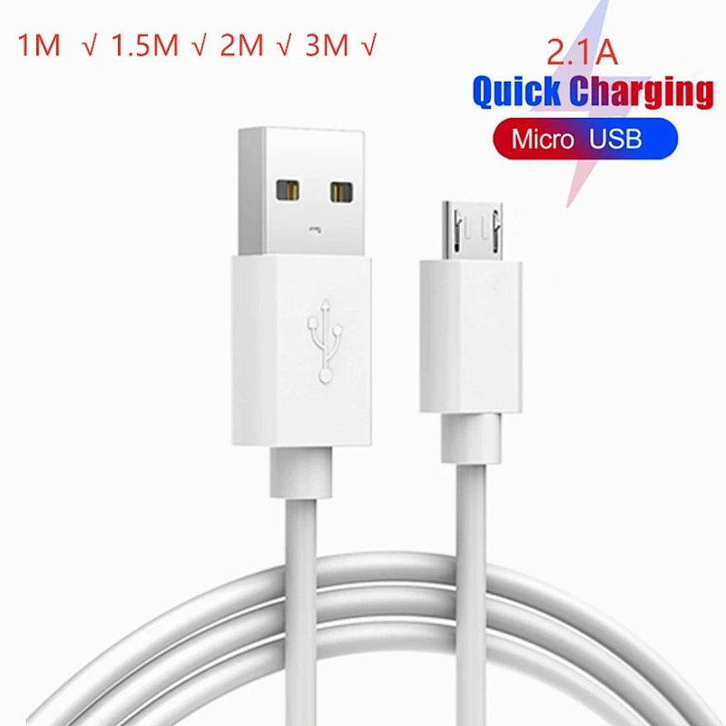 Cable Micro USB de 1M, 1,5 M, 2M, 3M, carga rápida, sincronización de datos, Cable de cargador USB, tabletas, Cables de teléfono móvil