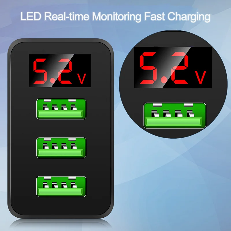 Quick charge 3.0 5V 3A Fast Charging Digital Display Fast Charging Wall Smartphones Charger