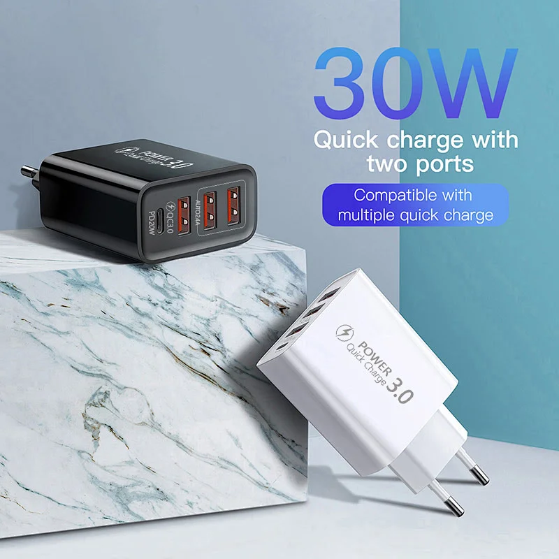 PD 30W USB Type C Charger Quick Charge 3.0 Mobile Phone Charger for iPhone Samsung Xiaomi Fast Wall Chargers usb c power adapter