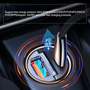 Pull Ring Dual USB Metal 20W Cargador de coche Nuevo QC3.0 Cargador de coche PD 30W Mini Cargador de coche