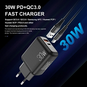 Quick Charge 3.0 QC PD 30W Cargador PD3.0 QC3.0 USB Tipo C Cargador rápido Teléfono PD Cargadores