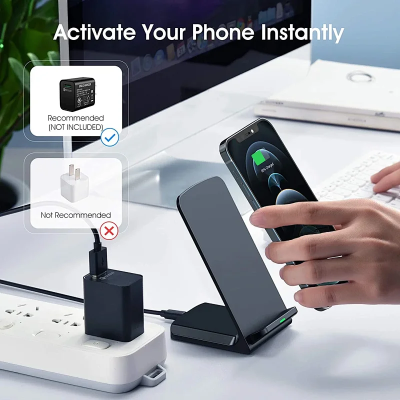 30W Wireless Charger Stand For iPhone Samsung Qi Fast Charging Dock Station Phone Holder