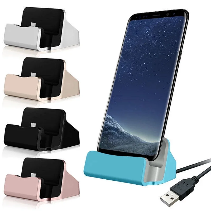 USB2.0 Type-C Phone Charger Fast Charging Dock Station Desktop Docking Charger Cradle Stand Support Data Sync