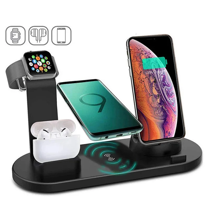 Fuente de alimentación de cargador rápido inalámbrico 4 en 1/accesorios de teléfono/USB/cargador estación de carga de reloj inteligente soporte de carga múltiple para Acc